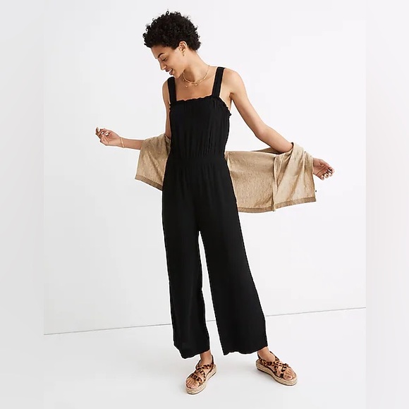 Madewell Pants - Madewell Black Smocked Ruffle Jumpsuit - Small
